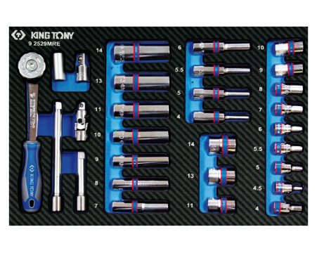 29 pcs 1/4' metric socket and accessories EVAWAVE 