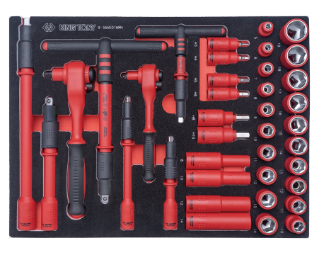 38 PC. 1/4'+3/8' DR. VDE Insulated Socket Set for 